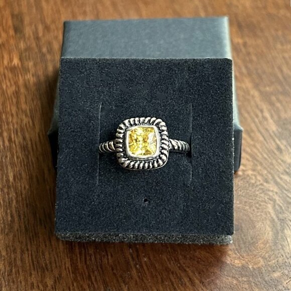 New STERLING SILVER 925 Yellow Cz Ring Size 8 - Picture 2 of 6